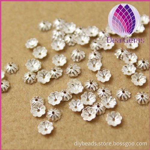 925 sterling silver Flower Bead Caps Bead Jewelry Findings 3mm